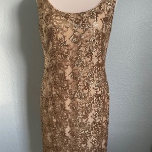 Stunning Lauren Ralph Lauren Original Gold Sequin Dress